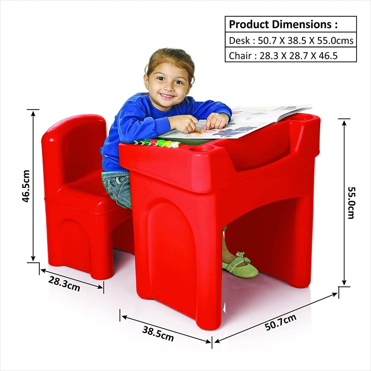 Ok Play Little Master Red Chair & Table Set for Kids - FTFF000395
