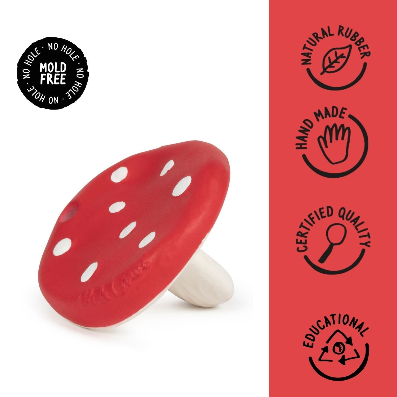 Oli & Carol Spot The Mushroom Natural Rubber Teether - L_CHEWY_MUSHROOM
