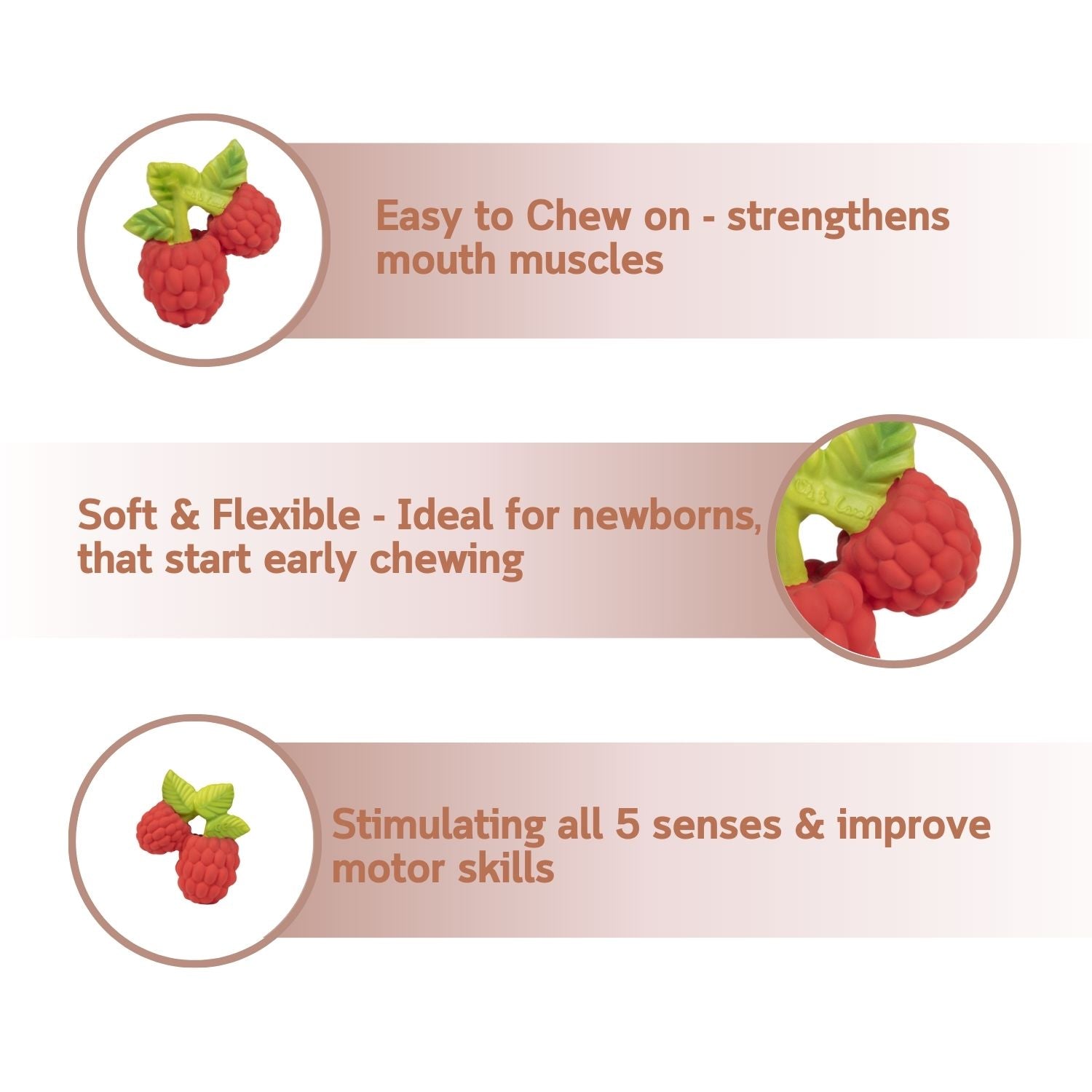 Oli & Carol Valery The Raspberry Natural Rubber Teether - L_RASPBERRY