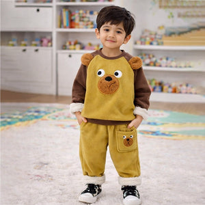 Olive Bear 3DEars 2pcs sherpa Winter Tracksuit Set for Kids - 1 - 2 Years Kids Clothing