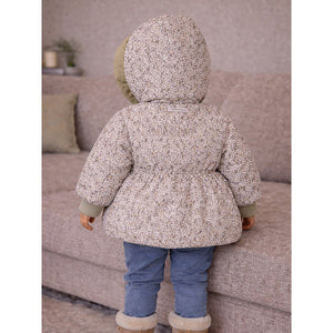 Olive & Cream Floral Printed Hooded Winter Jacket for Kids - 4 - 5 Years Winter Wear