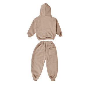 Olive Green Brown Puffer Jacket And Matching Track Suit 3 Pcs Winterwear Set For Toddlers And Kids - 5 - 6 Years Kids Clothing