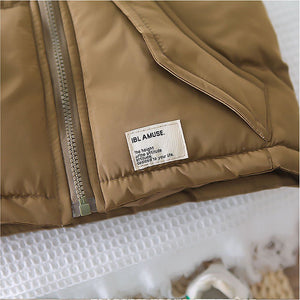 Olive Green Brown Puffer Jacket And Matching Track Suit 3 Pcs Winterwear Set For Toddlers And Kids - 5 - 6 Years Kids Clothing