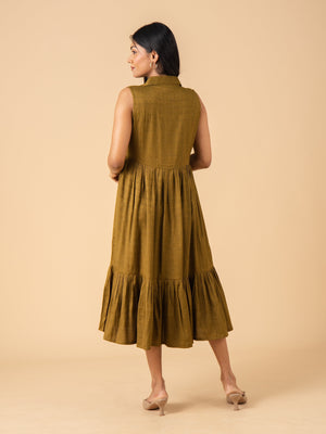 Olive-Moss Maternity and Nursing Dress - S Maternity Casual Dress