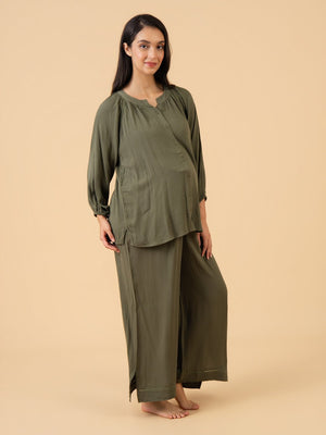 Olive My Dreams Maternity and Nursing Nightwear Set - Olive Maternity Nightwear Set