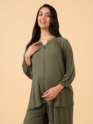 Olive My Dreams Maternity and Nursing Nightwear Set - Olive Maternity Nightwear Set