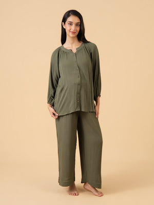 Olive My Dreams Maternity and Nursing Nightwear Set - Olive Maternity Nightwear Set
