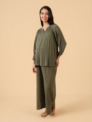 Olive My Dreams Maternity and Nursing Nightwear Set - Olive Maternity Nightwear Set