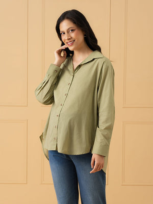 Olive Reserve Maternity and Nursing Oversized Shirt - S Maternity and Nursing Tops