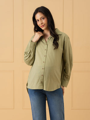 Olive Reserve Maternity and Nursing Oversized Shirt - S Maternity and Nursing Tops