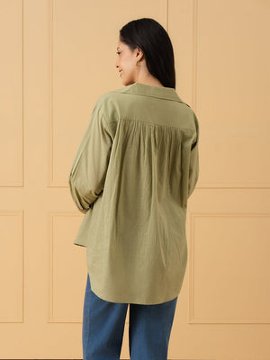Olive Reserve Maternity and Nursing Oversized Shirt - S Maternity and Nursing Tops