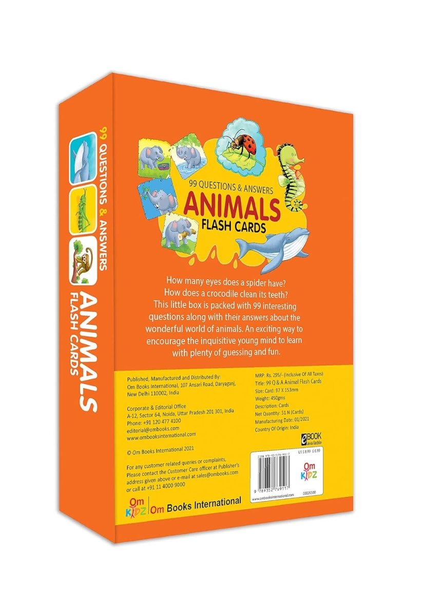 Om Books International 99 Questions and Answers Animals Flash Cards - 9789352769117