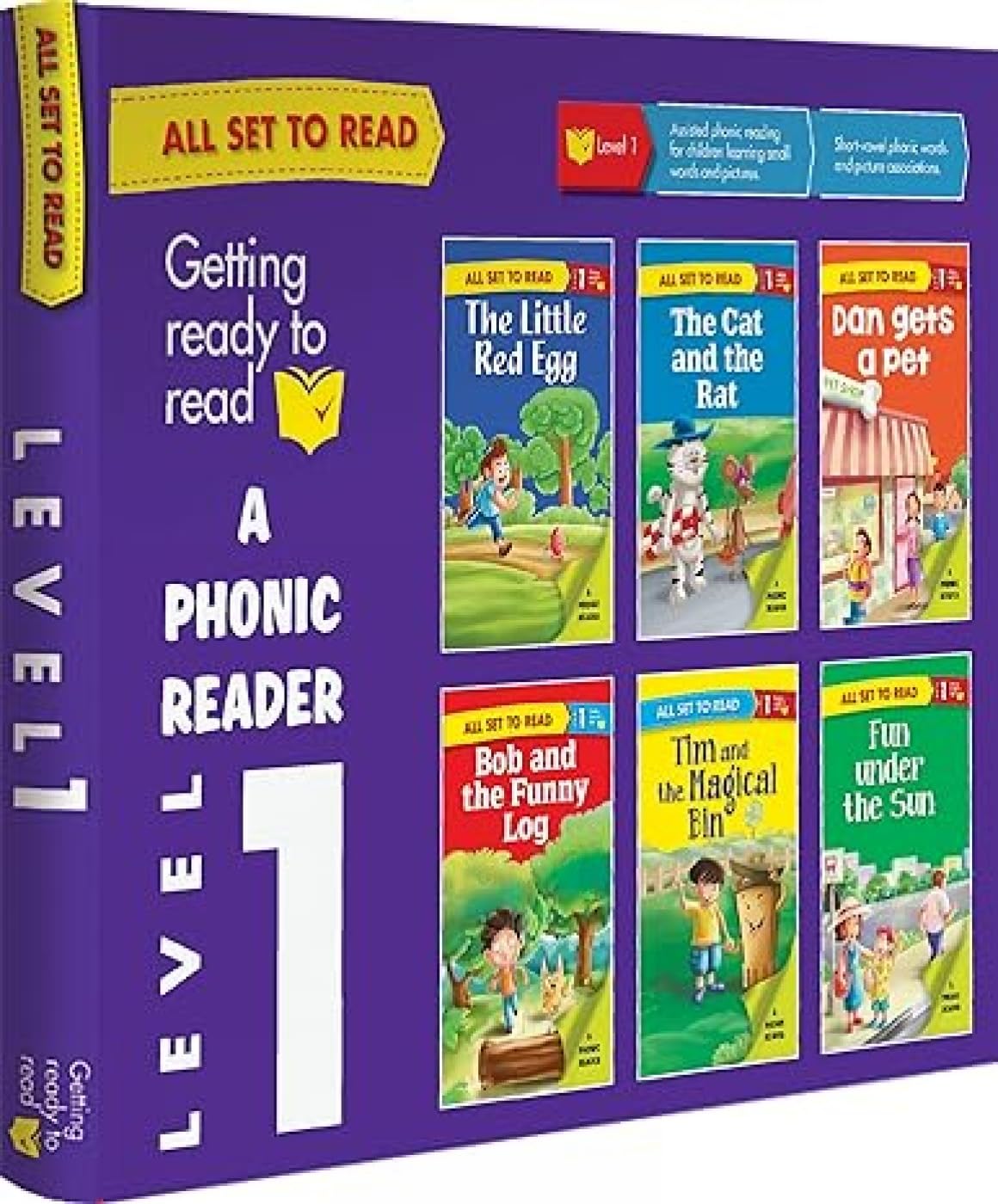Om Books International A Phonic Reader - 3 Years to 6 years - Read aloud to children - Level 1 - Bedtime Stories ( Set of 6 story books packed in a gift box) - 9789384625764