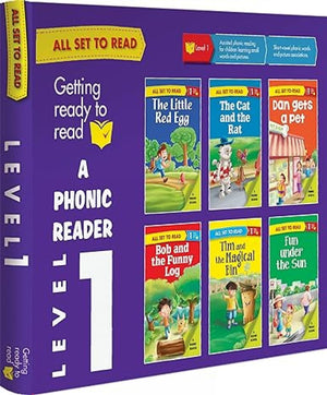 Om Books International A Phonic Reader - 3 Years to 6 years - Read aloud to children - Level 1 - Bedtime Stories ( Set of 6 story books packed in a gift box) - 9789384625764
