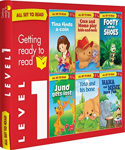 Om Books International All set to Read - Level 1 - Assisted reading with small sentences and pictures - READERS - 6 books in a Red Box - 9789385031052