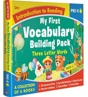 Om Books International All set to Read - Level Pre - K - My First Vocabulary Building Pack B (Three Letter Words) - READERS - Collection of 6 books - 9789386410214