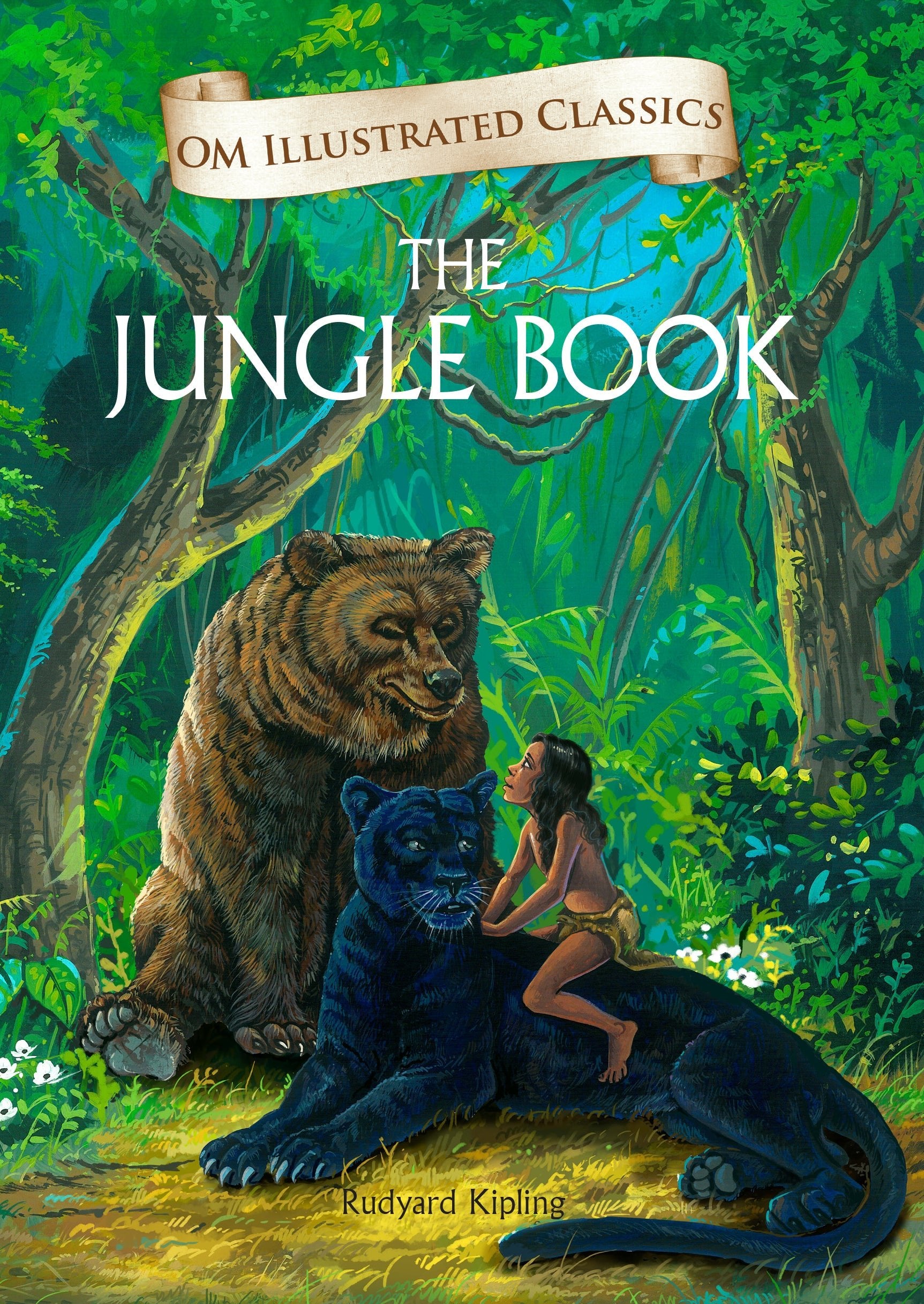 Om Books International Children Classics - The Jungle Book - Illustrated Abridged Classics with Practice Questions (Om Illustrated Classics for Kids) - 9789383202768