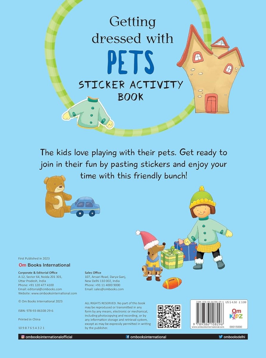 Om Books International Getting Dressed with Pets: Sticker Activity Book - 9789386108296