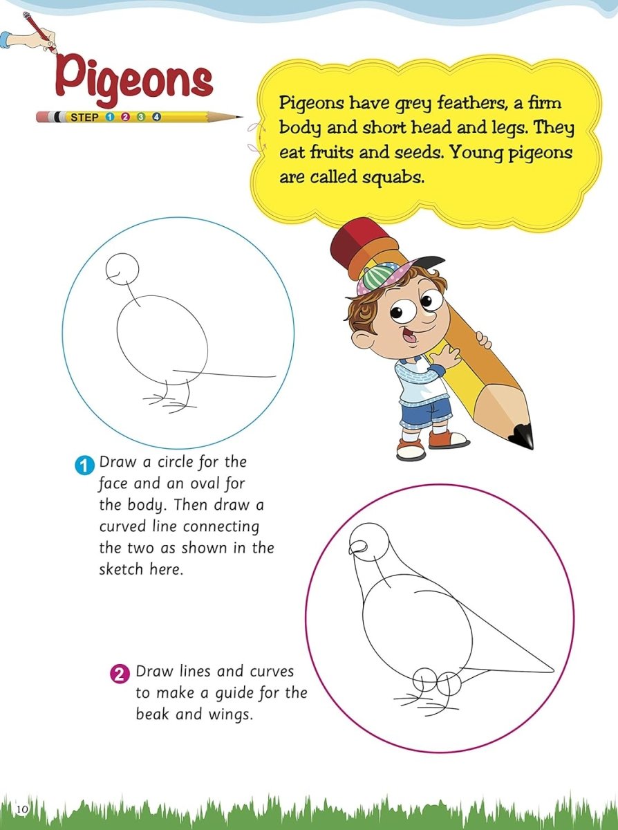 Om Books International How to Draw Birds : Step by step Drawing Book - 9789385609466