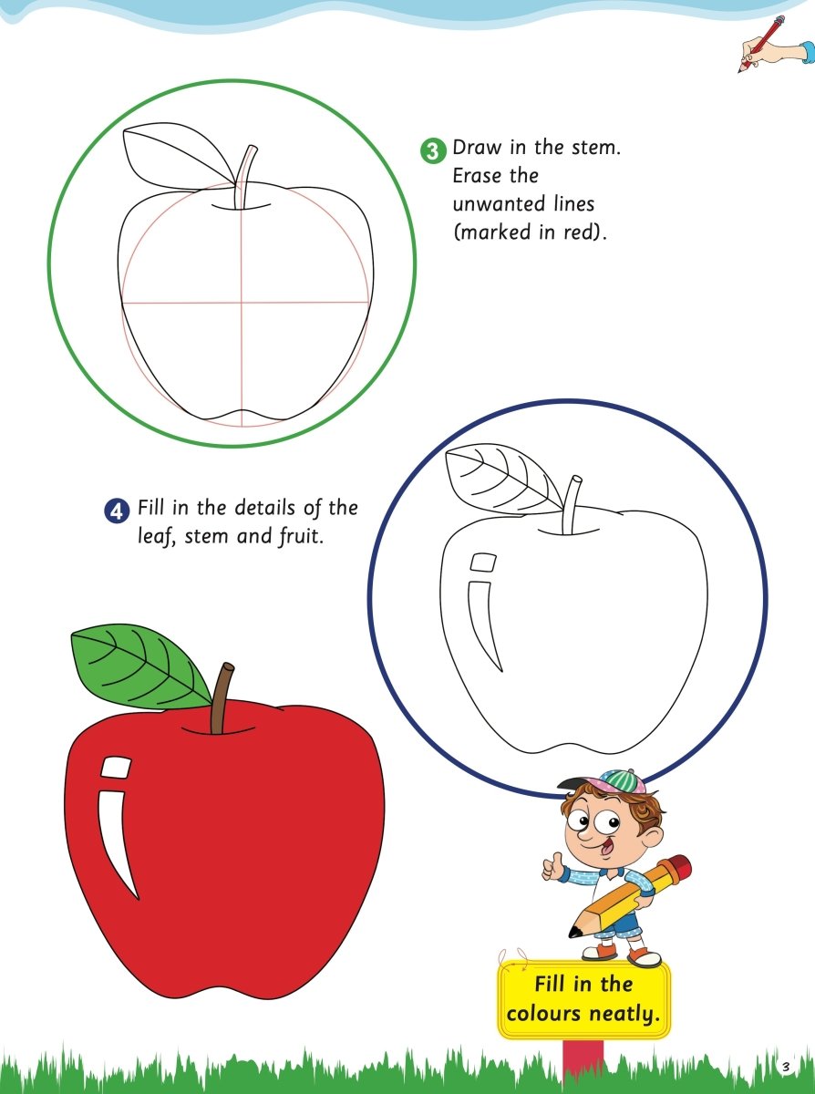 Om Books International How to Draw Fruits : Step by step Drawing Book - 9789385609480