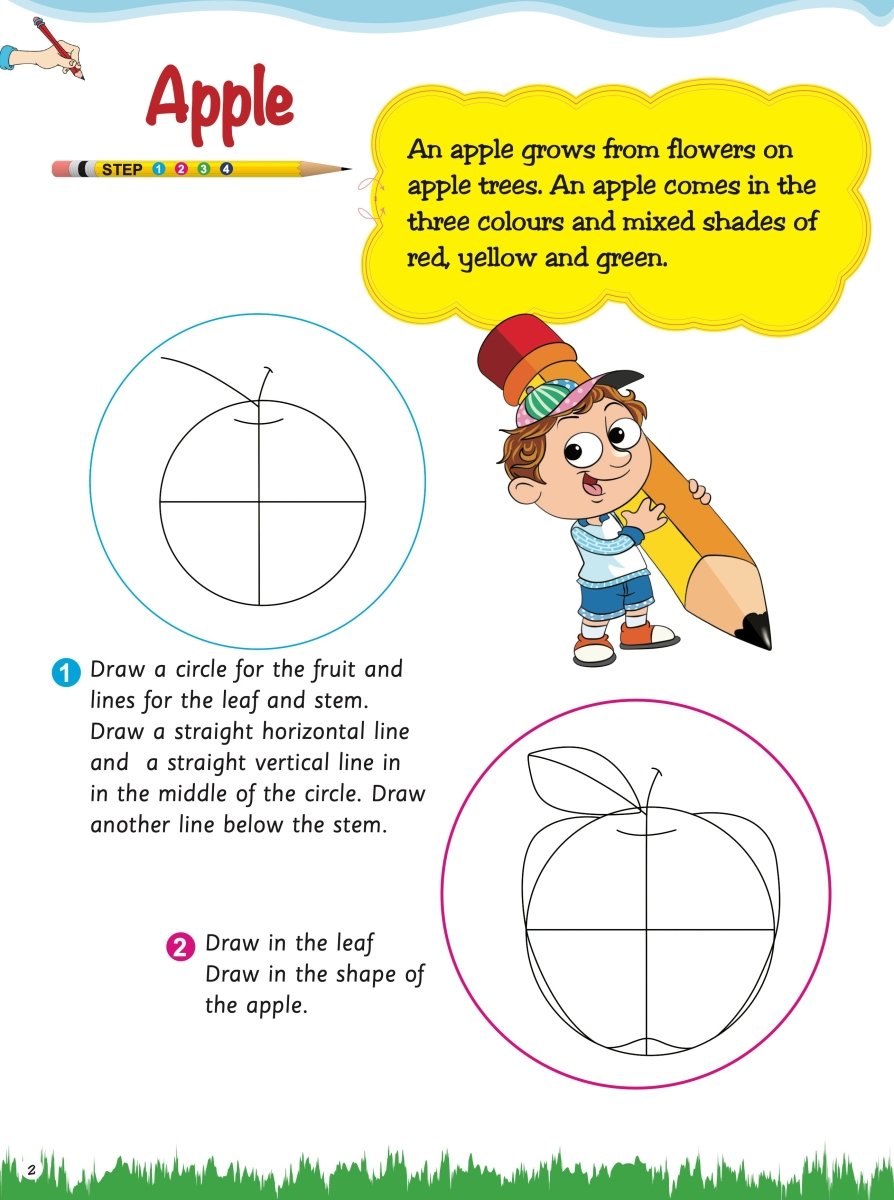 Om Books International How to Draw Fruits : Step by step Drawing Book - 9789385609480