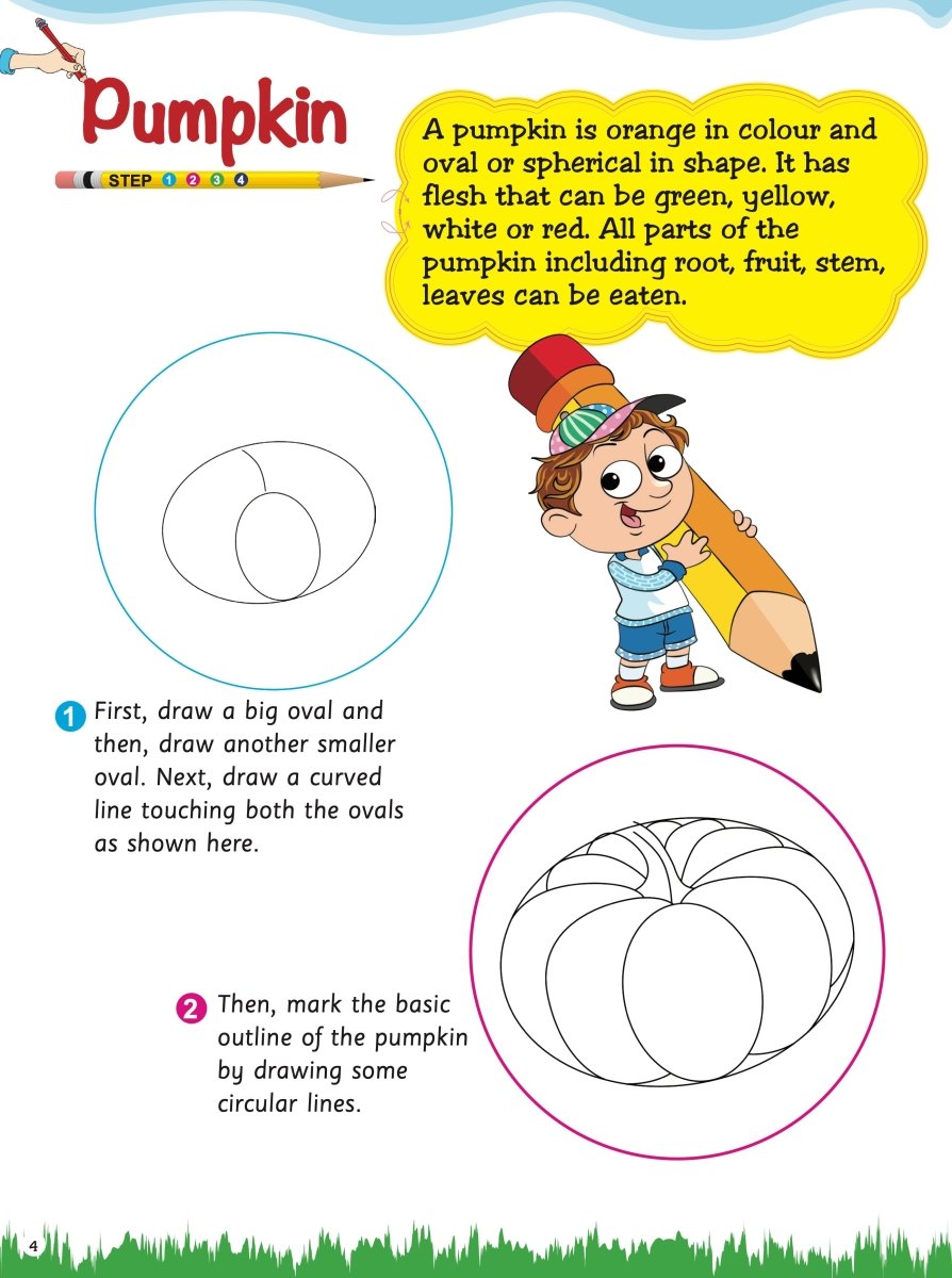 Om Books International How to Draw Vegetables : Step by step Drawing Book - 9789385609497