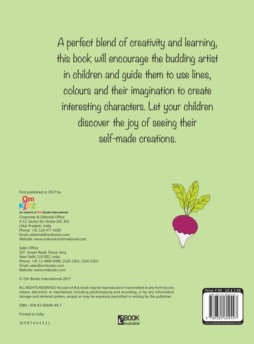 Om Books International How to Draw Vegetables : Step by step Drawing Book - 9789385609497