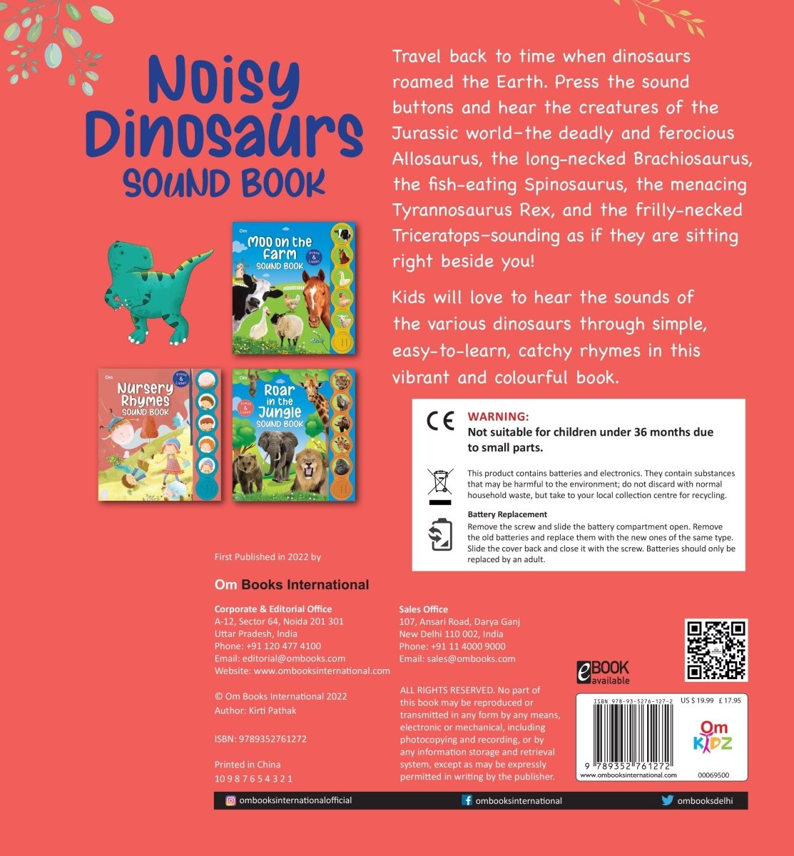 Om Books International Noisy Dinosaurs Sound Book - 9789352761272