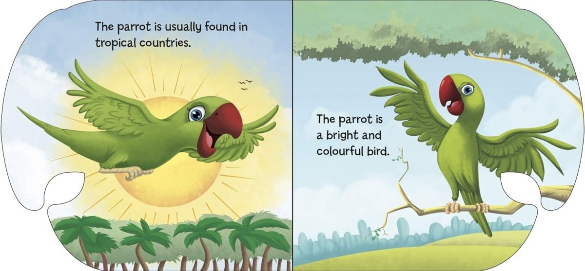 Om Books International Parrot ( Animals and Birds )- Cutout Board Books - 9789384119089