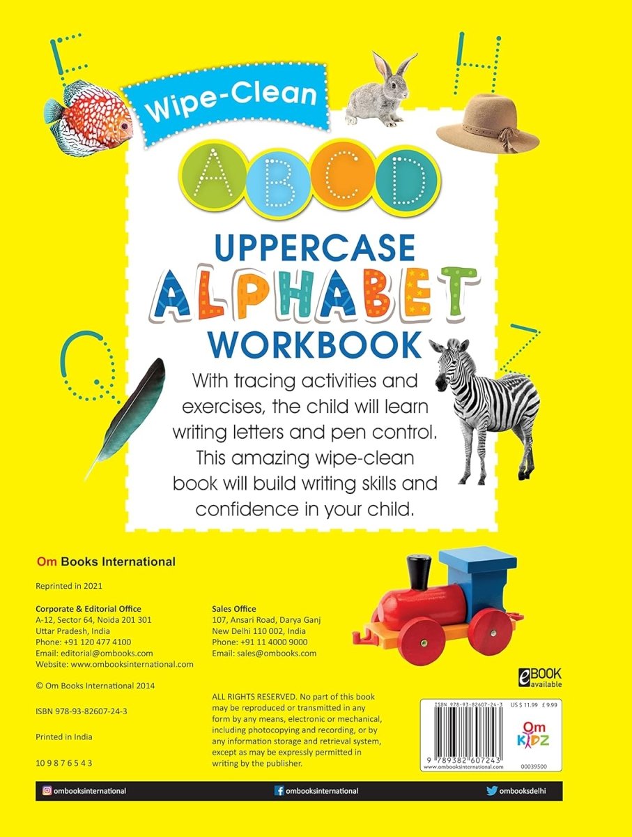 Om Books International Wipe Clean: Uppercase Alphabet Workbook - 9789382607243