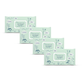 Omumsie 99% Pure Water (Unscented)Thickest Plant Based Baby Wipes Pack of 4 - OM21A