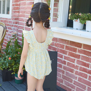 One Piece Little Miss Yellow Bow print Swimwear + Swim Cap for Kids & Toddlers - Little Surprise BoxOne Piece Little Miss Yellow Bow print Swimwear + Swim Cap for Kids & Toddlers