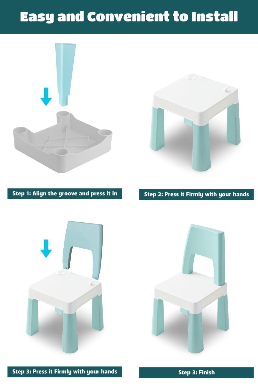 OPlus Learning Chair for Kids - Pastel Blue and white - 8817 - CB