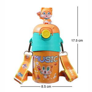 Orange 3D Foxy Toy Lid Kids Stainless Steel Water Bottle,500ml - Back To School