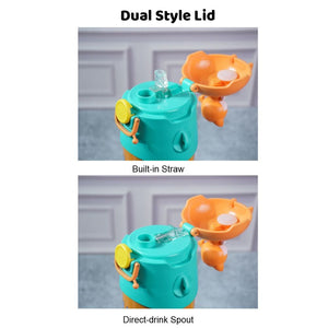 Orange 3D Foxy Toy Lid Kids Stainless Steel Water Bottle,500ml - Back To School