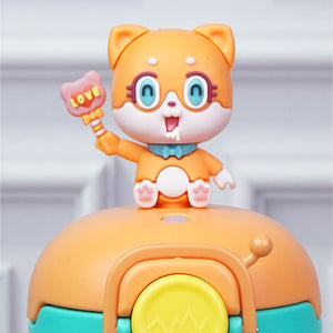 Orange 3D Foxy Toy Lid Kids Stainless Steel Water Bottle,500ml - Back To School
