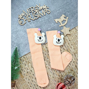 Orange 3D Party Hat Teddy Socks for Kids - 