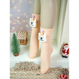Orange 3D Party Hat Teddy Socks for Kids - 