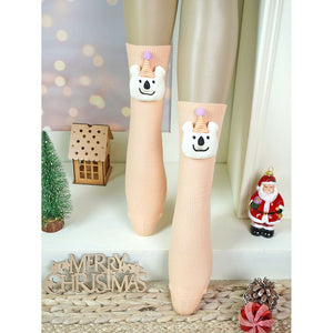 Orange 3D Party Hat Teddy Socks for Kids - 