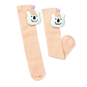 Orange 3D Party Hat Teddy Socks for Kids - 