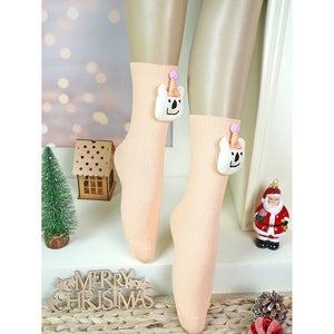 Orange 3D Party Hat Teddy Socks for Kids - 
