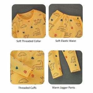 Orange Dino Full sleeves tops & pants set Unisex Kids Wear - 18 - 24 months Kids Clothing