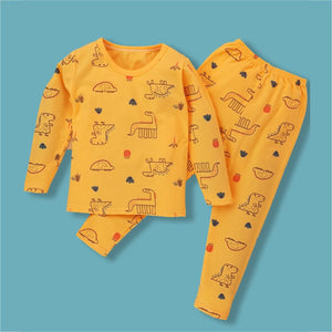 Orange Dino Full sleeves tops & pants set Unisex Kids Wear - 18 - 24 months Kids Clothing