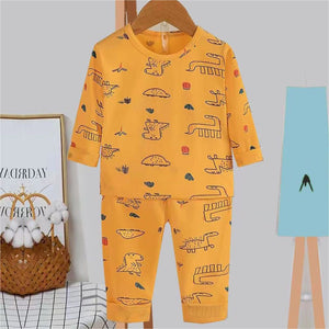 Orange Dino Full sleeves tops & pants set Unisex Kids Wear - 18 - 24 months Kids Clothing