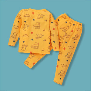 Orange Dino Full sleeves tops & pants set Unisex Kids Wear - 18 - 24 months Kids Clothing