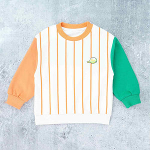 Orange & Green colorblock Full Sleeves shirt for Kids - 3 - 4 Years Kids Clothing