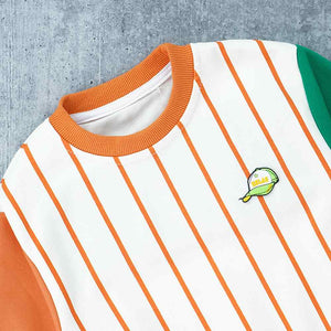 Orange & Green colorblock Full Sleeves shirt for Kids - 3 - 4 Years Kids Clothing
