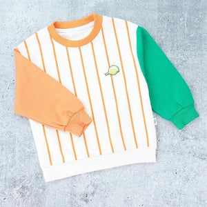 Orange & Green colorblock Full Sleeves shirt for Kids - 3 - 4 Years Kids Clothing