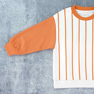 Orange & Green colorblock Full Sleeves shirt for Kids - 3 - 4 Years Kids Clothing