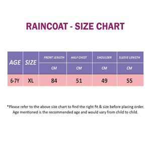 Orange Sleeve Cream long style Raincoat for kids - 6 - 7 Years Monsoon Wear